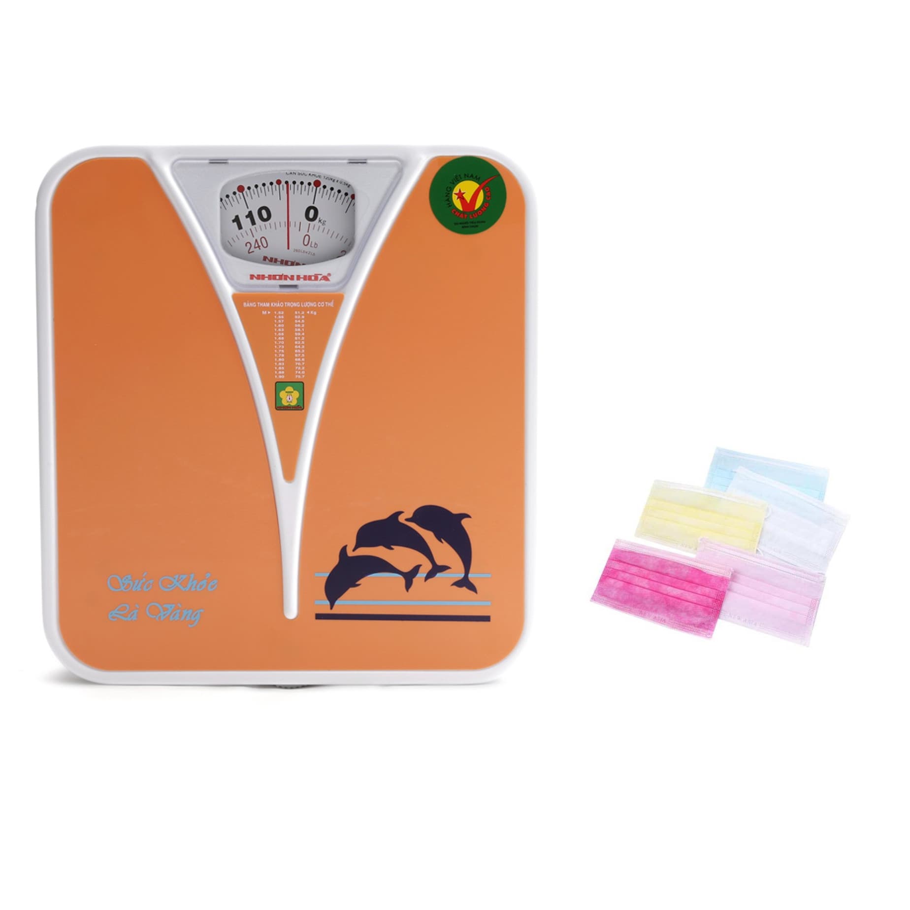Cân Sức Khỏe 120kg Nhơn Hòa NHHS 120 K2 Giao màu ngẫu nhiên Tặng 10 Khẩu Trang Màu Sắc Ngẫu Nhiên