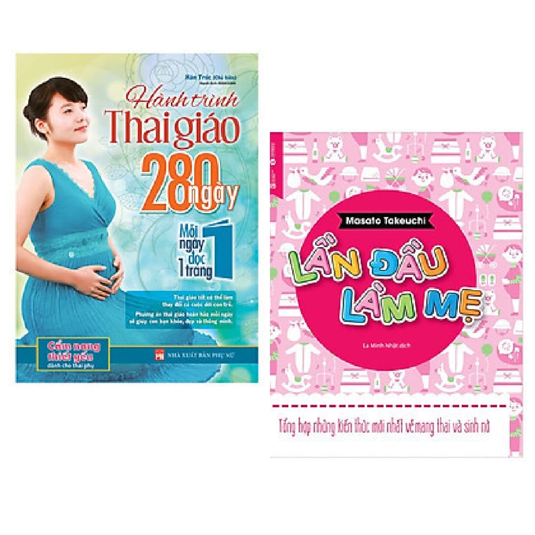 Combo 2 cuốn sách dành cho mẹ bầu Hành Trình Thai Giáo 280 Ngày Lần Đầu Làm Mẹ Tặng kèm bookmark
