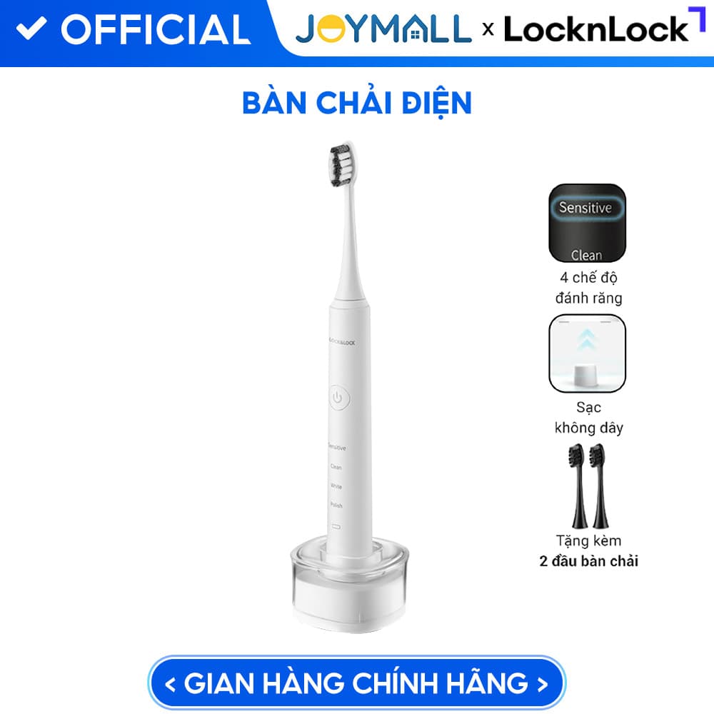 Bàn Chải Đánh Răng Điện LocknLock ENR346WHT DC3.7V Trọng Lượng 235g Sạc Không Dây Màu Trắng