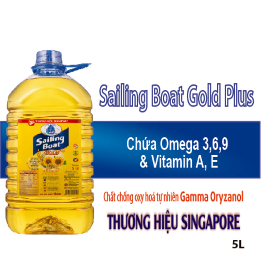 Dầu Ăn Cao Cấp Sailing Boat Gold Plus 5L giàu Omega 3 6 9 và chất chống oxy hóa