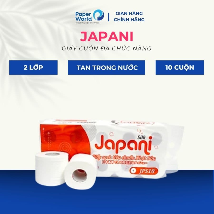 Giấy vệ sinh 3 lớp cao cấp có lõi JAPANI SILK Thế Giới Giấy 100 bột giấy nguyên sinh 10 cuộn
