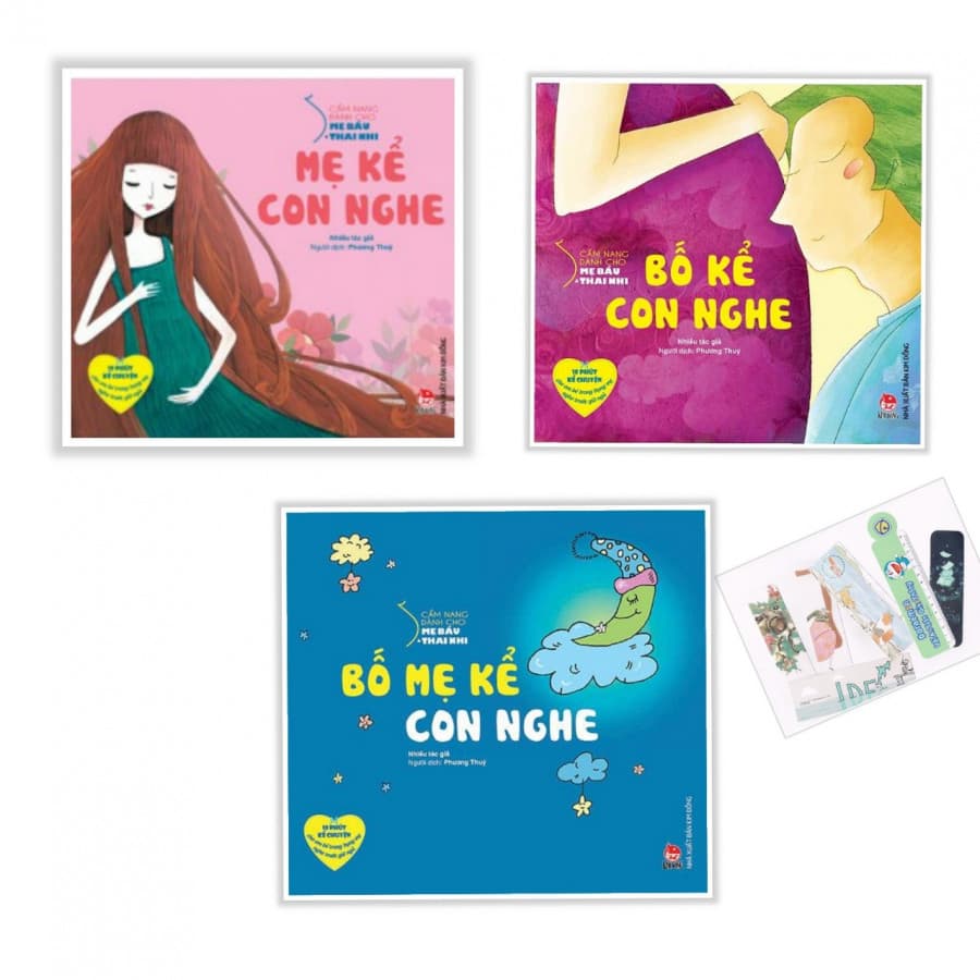 Combo 3 cuốn Cẩm nang dành cho mẹ bầu và thai nhi Bố mẹ kể con nghe Mẹ kể con nghe Bố kể con nghe tặng kèm Bookmark Aha