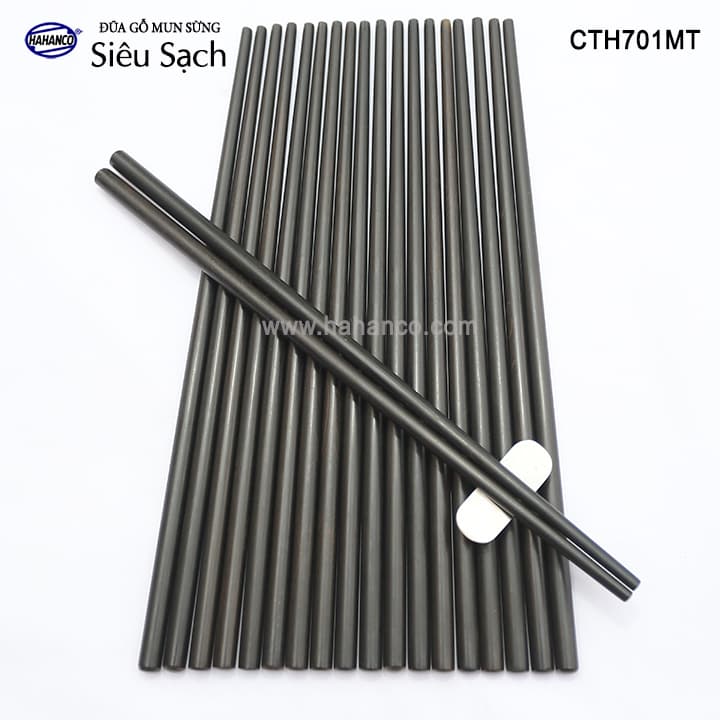 Đũa tròn gỗ Mun sừng trơn VIP CTH701MT Hộp 10 đôi rất đẹp Đũa gỗ tự nhiên cao cấp
