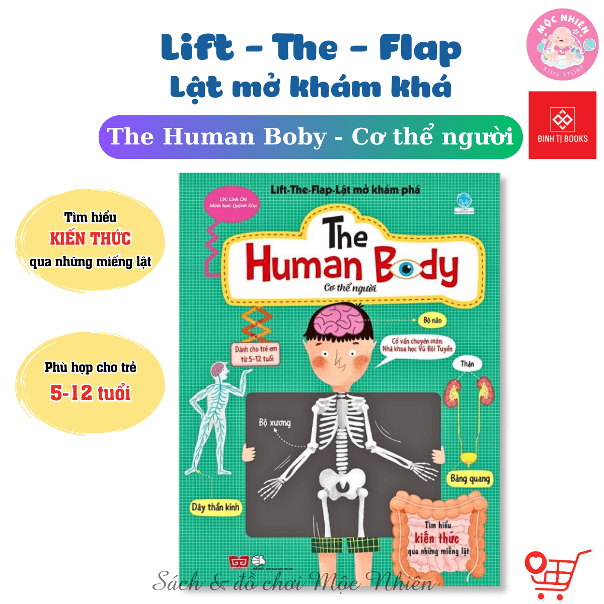 Sách Tương Tác Lật Mở Khám Phá Khổ lớn Lift The Flap Cho bé từ 0 6 Tuổi Đinh Tị The Human Body Cơ thể người 5 12t