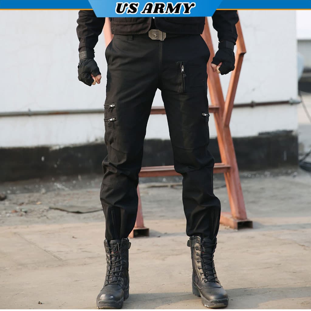 Quần Túi Hộp Nam Lính Mỹ US ARMY U768 Cao Cấp Chất Liệu Vải Kaki Bền Màu Ống Rộng Phong Cách Thiết kế Túi Hộp 30 ĐEN