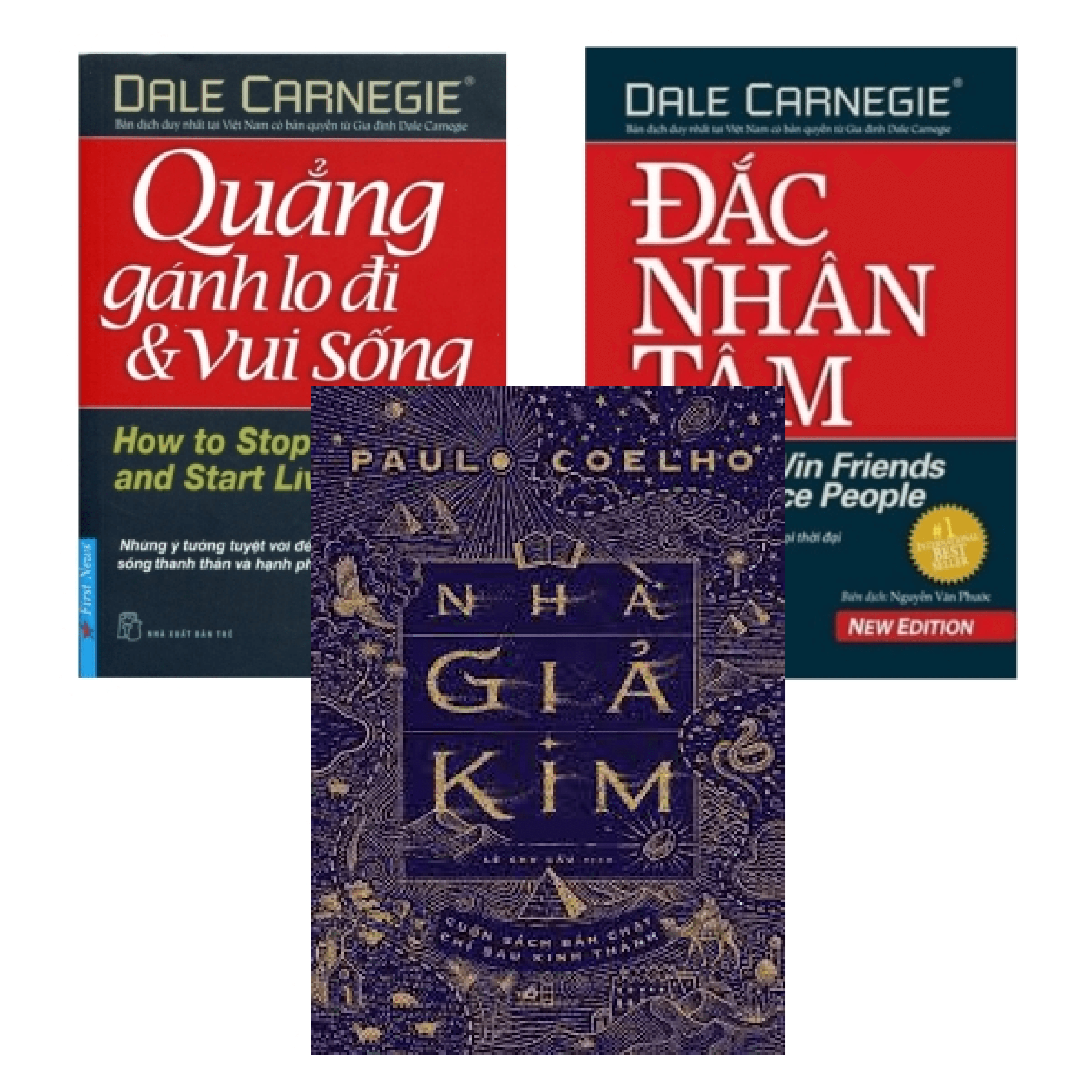 Combo Sách Nhà Giả Kim Đắc Nhân Tâm Khổ Lớn Quẳng Gánh Lo Đi Và Vui Sống Tái Bản 2016