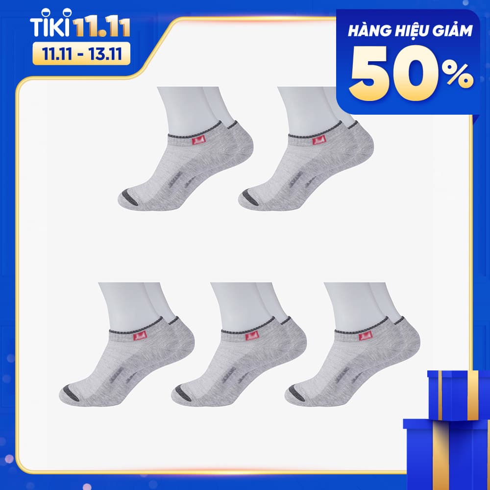Combo 5 Đôi Tất Nam Vớ Nam Cổ Ngắn Sợi Cotton Cùng Màu Ghi
