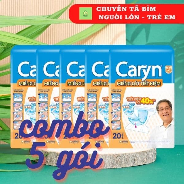 COMBO 5 GÓI LÓT BỔ SUNG MIẾNG LÓT TIẾT KIỆM NGƯỜI LỚN CARYN GÓI 20 MIẾNG MẪU MỚI