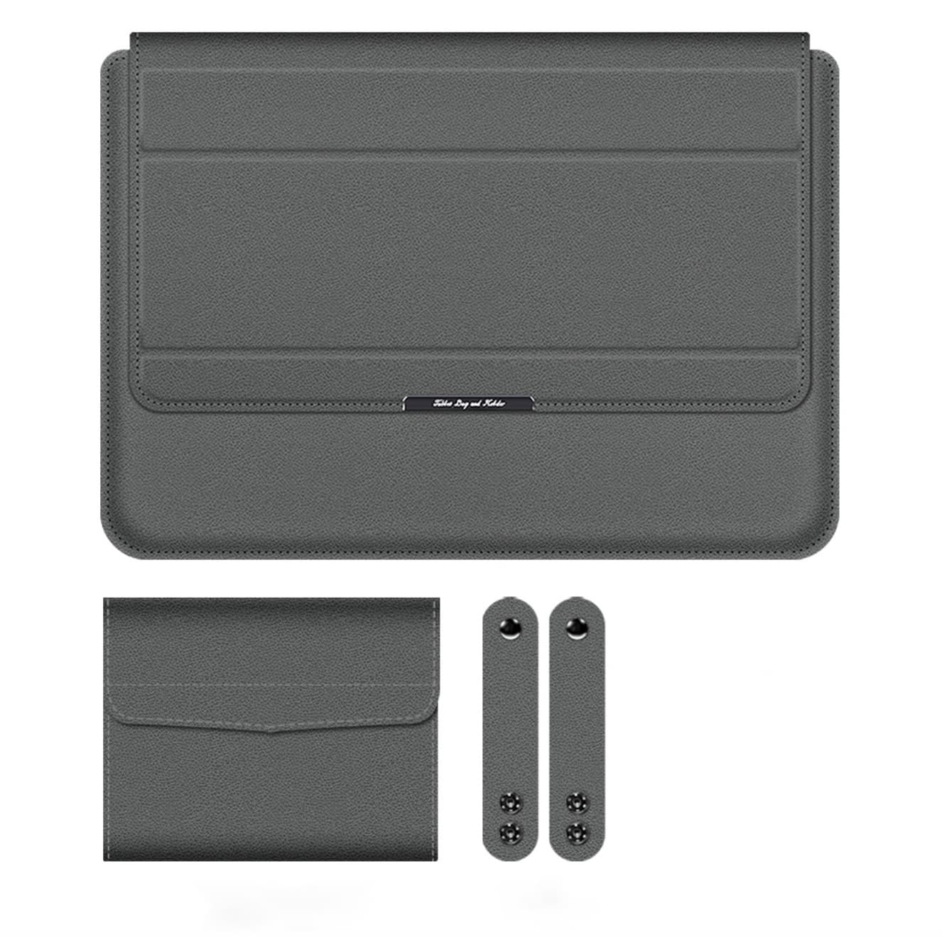 Túi chống sốc bao da laptop dành cho macbook kiêm giá đỡ tản nhiệt kèm ví đựng sạc chuột Màu Xám 1112 INCH