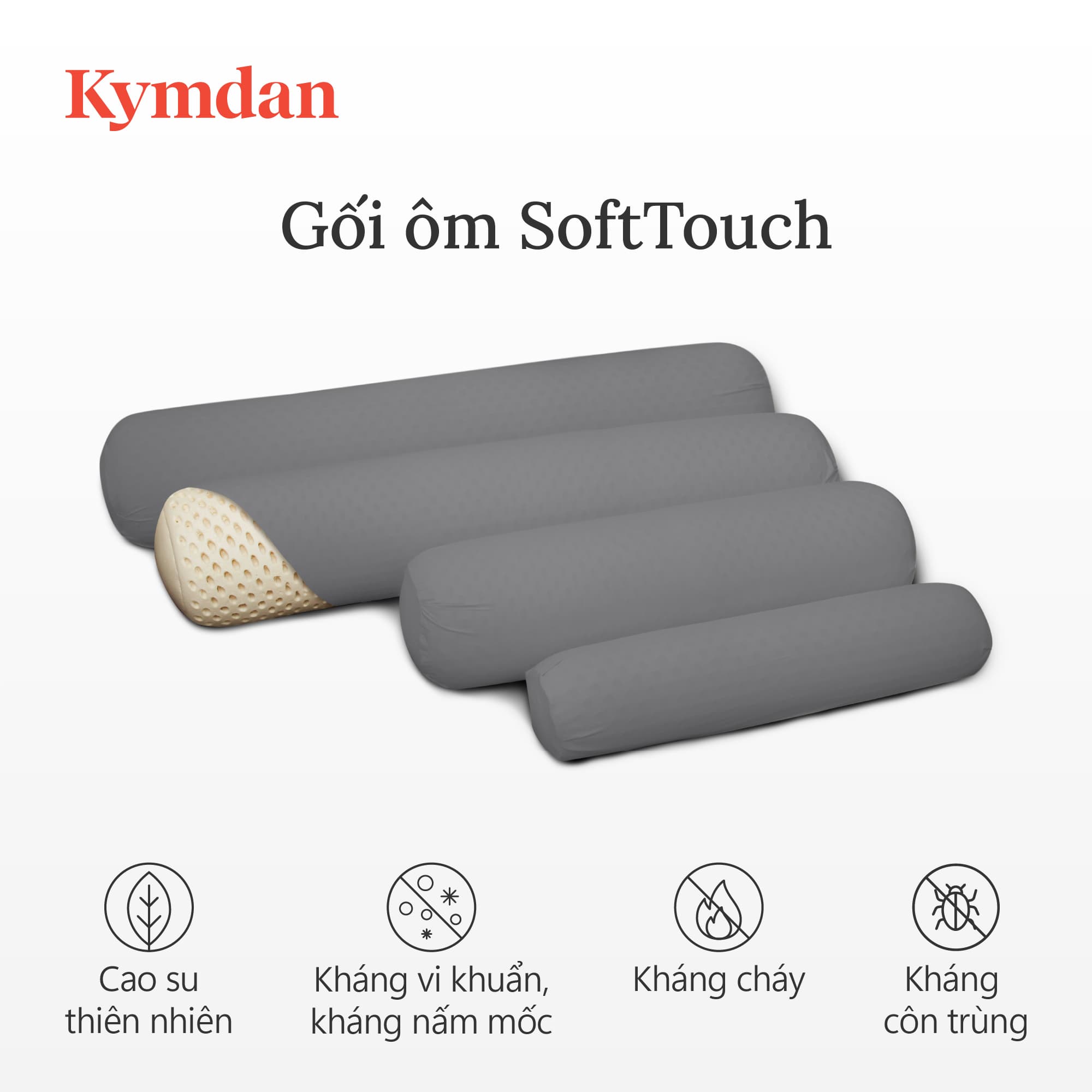 Gối ôm Kymdan SoftTouch Cỡ trung 105 cm
