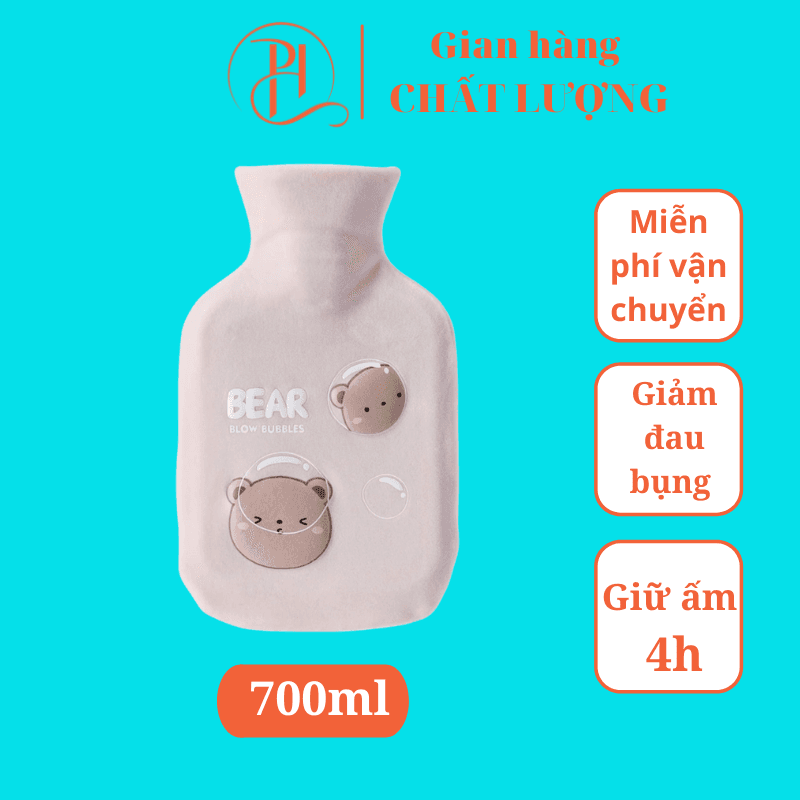 Túi chườm bụng kinh 700ml túi chườm nóng giảm đau bụng đau lưng nam tặng nữ Ogr Bear 700ml