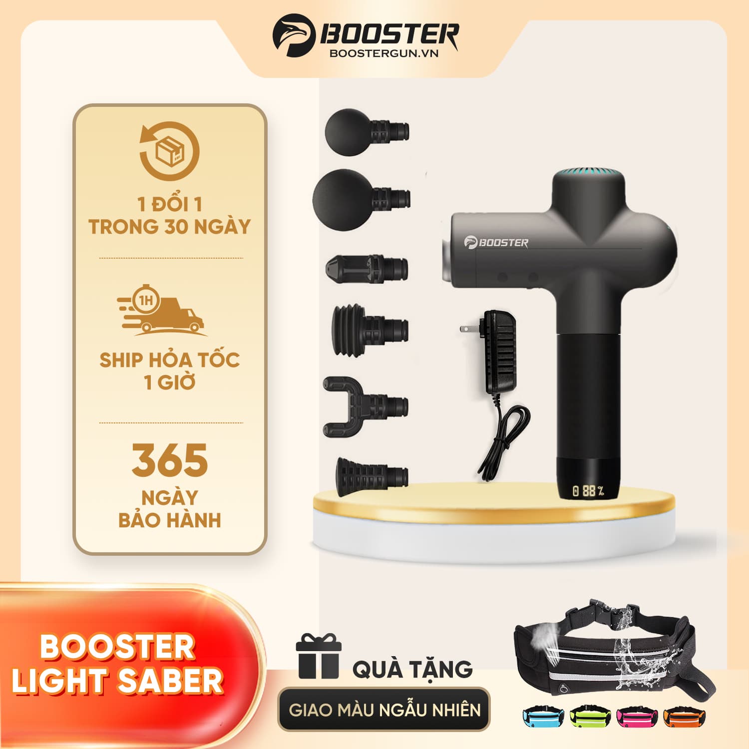 Máy Massage Booster Lightsaber AI Inside 6 Đầu Massage 4 mức độ Công Suất 126W