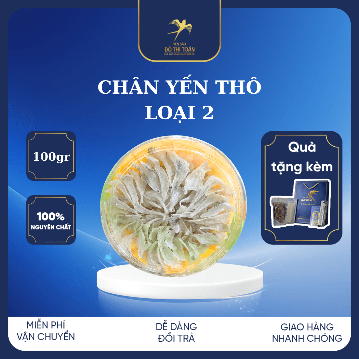 Chân yến thô loại 2 hộp 100gr Chân nhỏ giá tiết kiệm Yến thơm ngon giá rẻ Ăn yến giúp đẹp da Yến sào cao cấp Đỗ Thị Toán