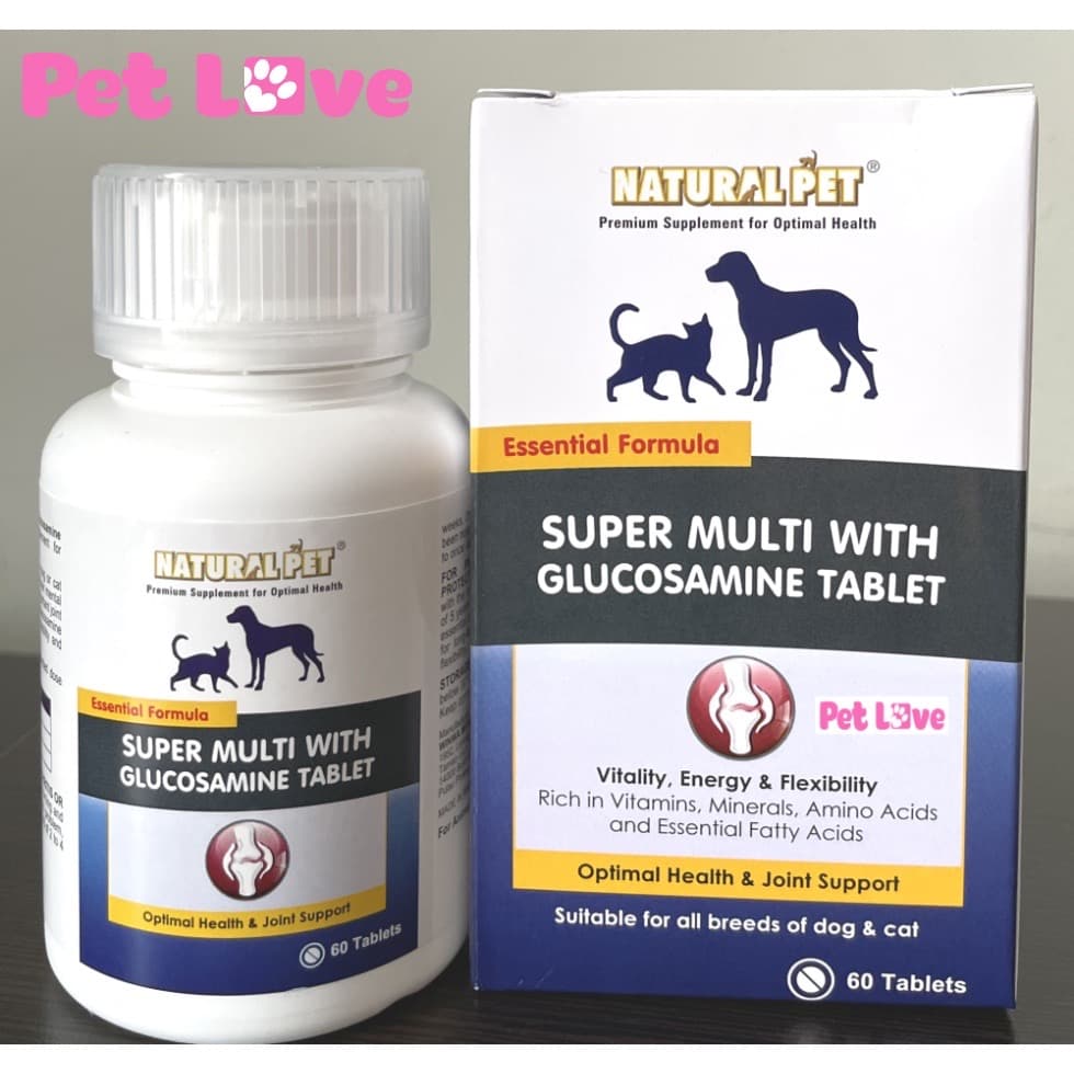 Natural Pet bổ sung dinh dưỡng và Glucosamine hỗ trợ xương khớp cho chó mèo 1 hộp x 60 viên