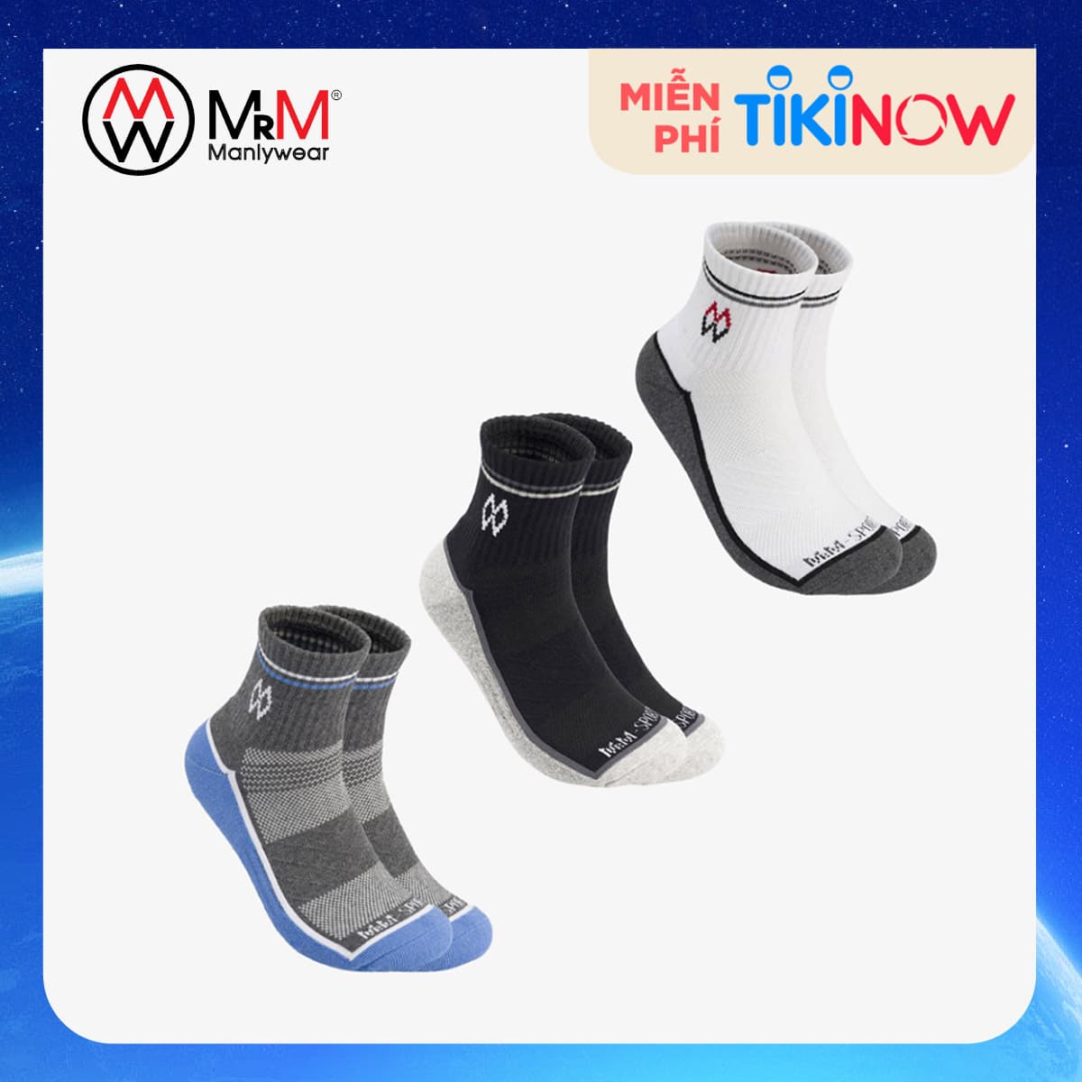 Combo 3 Đôi Tất Vớ Thể Thao Vớ Đá Banh Vớ Chạy Bộ Cổ Dài Sợi Cotton Cao Cấp Chống Hôi Chân Chống Phồng Rộp Chống Trơn Trượt Co Giãn 4 Chiều Mrm Manlywear MM Đen Ghi & Trắng