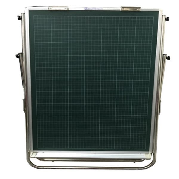 Bảng Flipchart chân inox viết phấn từ in ô ly Bavico Xanh 0 8x1 2m