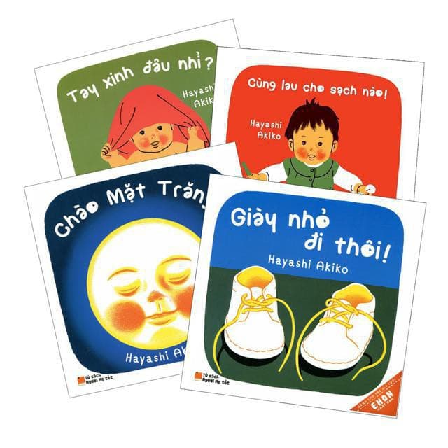 Sách Combo Ehon Nhật Bản 4 cuốn Tay xinh Giày nhỏ Chào mặt trăng Cùng lau