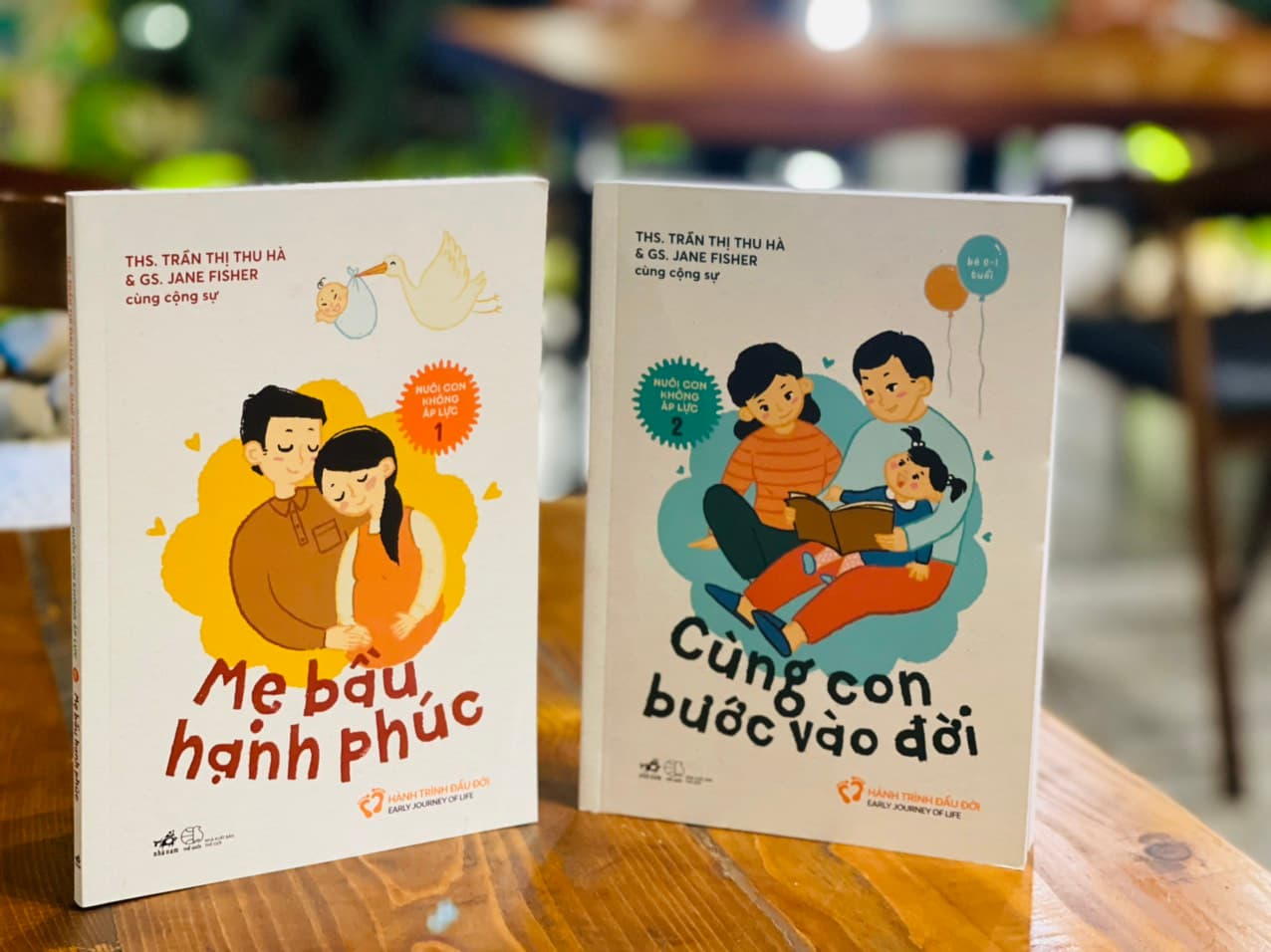 Bộ 2 cuốn Minh hoạ màu NUÔI CON KHÔNG ÁP LỰC MẸ BẦU HẠNH PHÚC cuốn 1 CÙNG CON BƯỚC VÀO ĐỜI cuốn 2 Ths. Trần Thị Thu Hà Gs. Jane Fisher Nhã Nam NXB Thế Giới bìa mềm