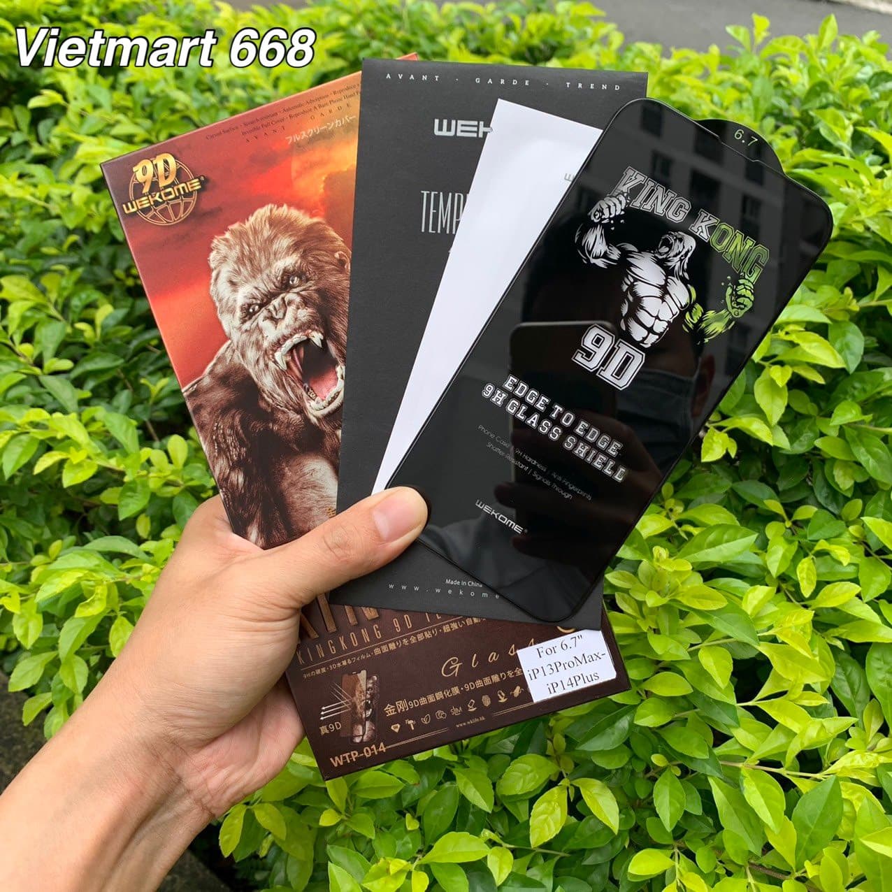 Kính Cường Lực KingKong 9D Trong Suốt Dành Cho iPhone Full Hộp Sắt Cao Cấp Dán Full Màn 13ProMax 14Plus 6 7