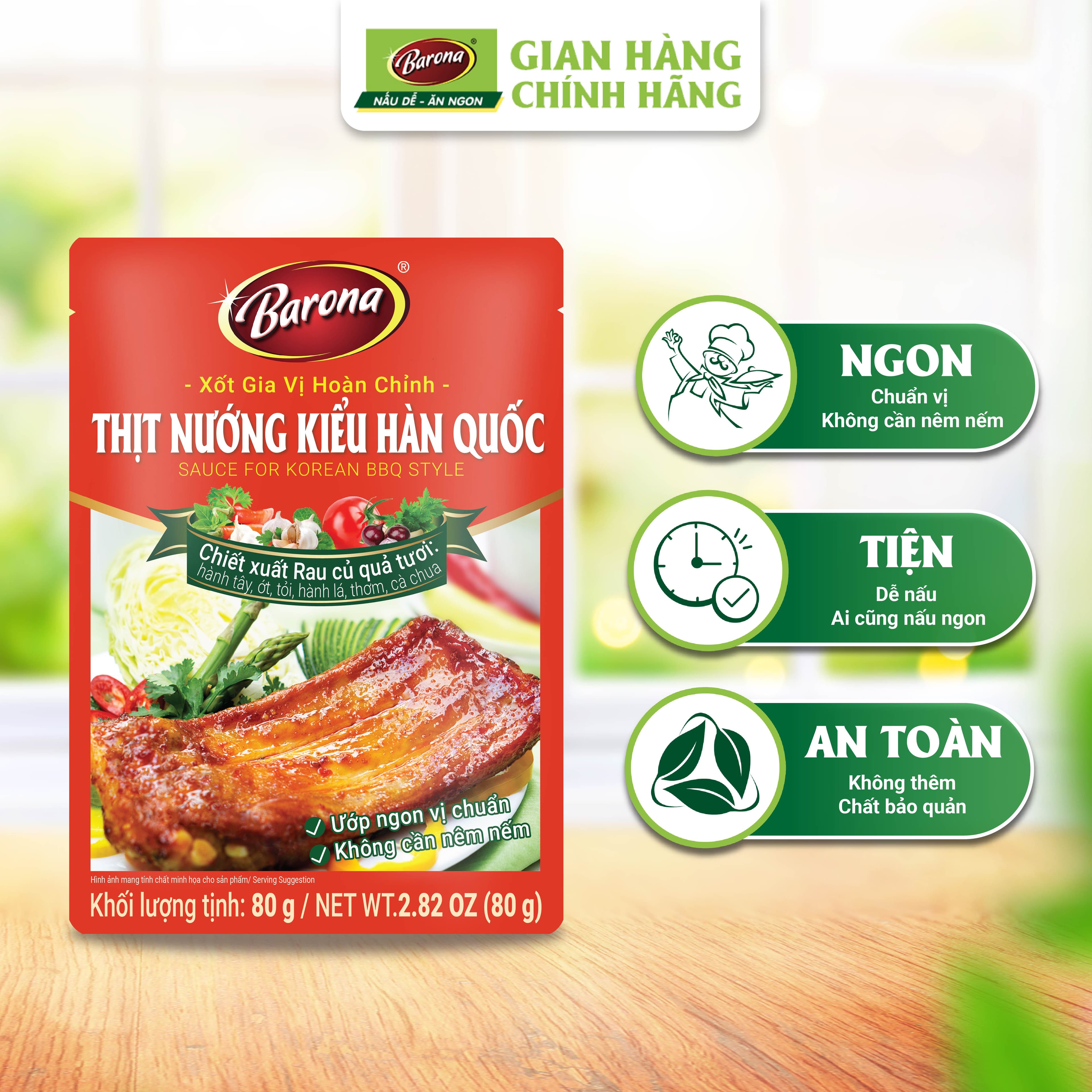 Xốt Gia Vị Hoàn Chỉnh BARONA Thịt Nướng Kiểu Hàn Quốc 80g