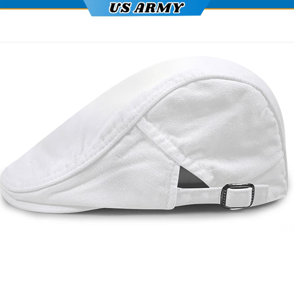 Mũ Lưỡi Trai Kaki Nam Nữ US ARMY U833 Kiểu Dáng Nón Beret 2 Lớp Thời Trang Cao Cấp trắng