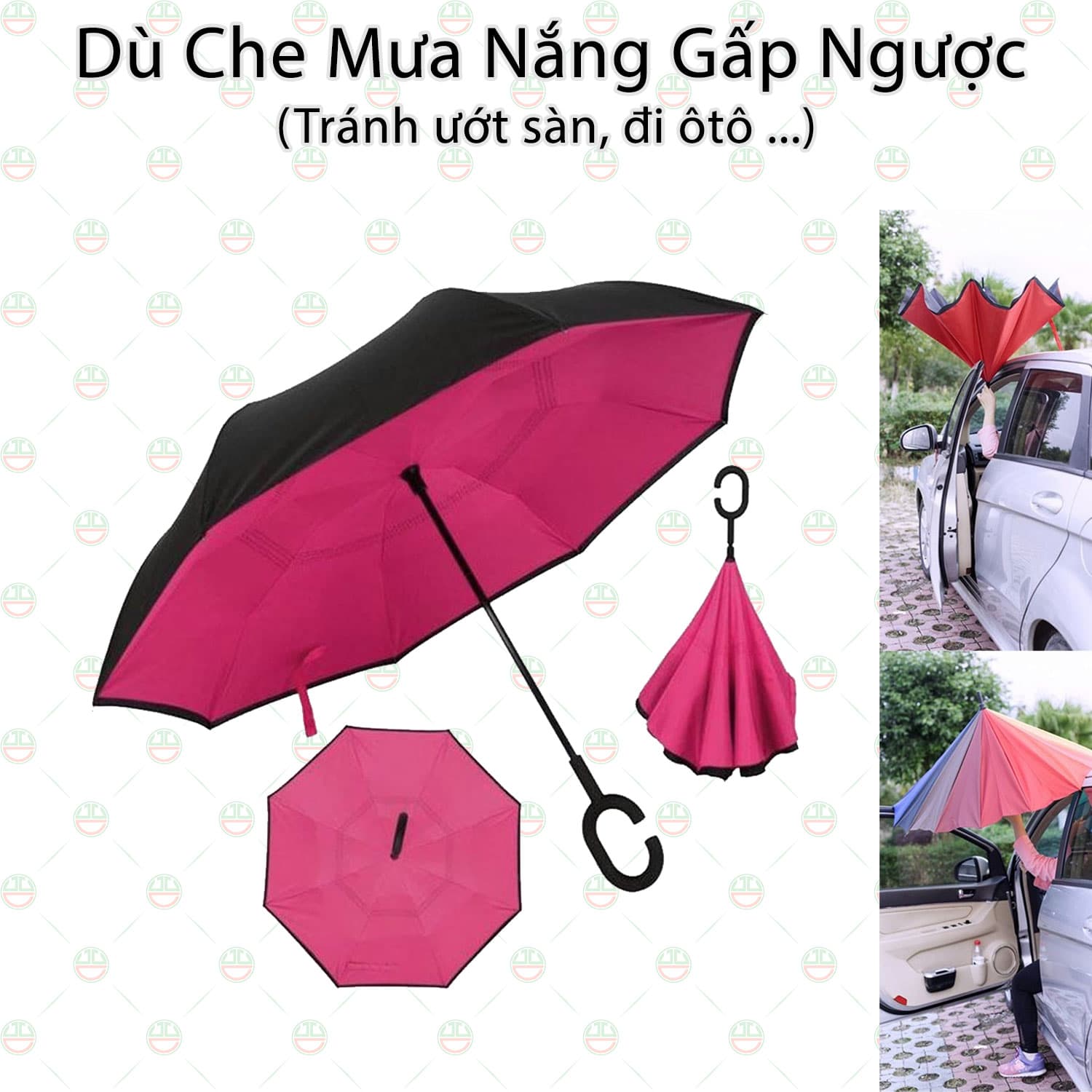 Ô Dù Che Mưa Nắng Gấp Ngược KhoNCC Thuận Tiện Khi Sử Dụng Trên Oto Văn Phòng NLM DCMNGN Ngẫu Nhiên Màu