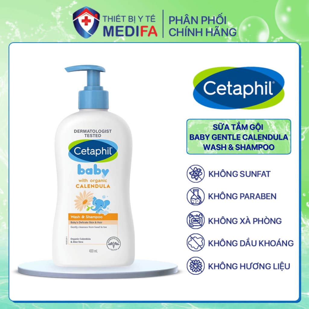 Cetaphil tắm gội hữu cơ Organic Cetaphil Baby Wash & Shampoo with Organic Calendula