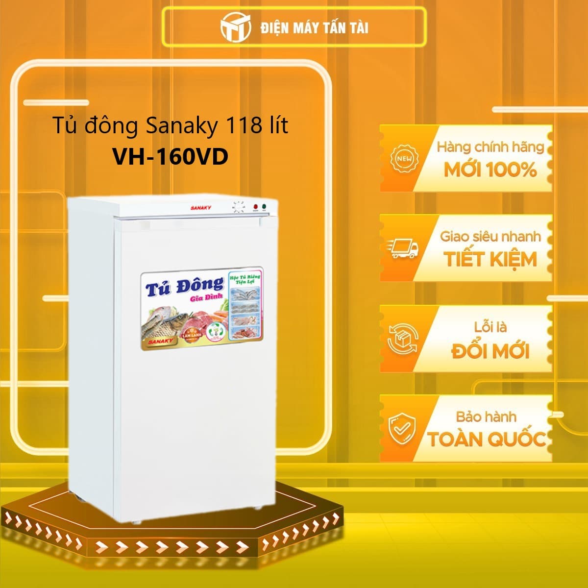 Tủ đông đứng Sanaky VH 160VD 118 lít chỉ giao HCM