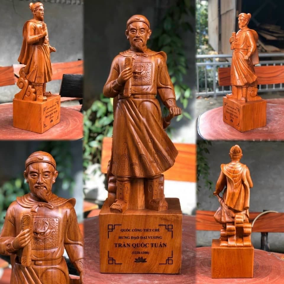 Tượng trần hưng đạo vương gỗ hương đá kt cao 501615cm