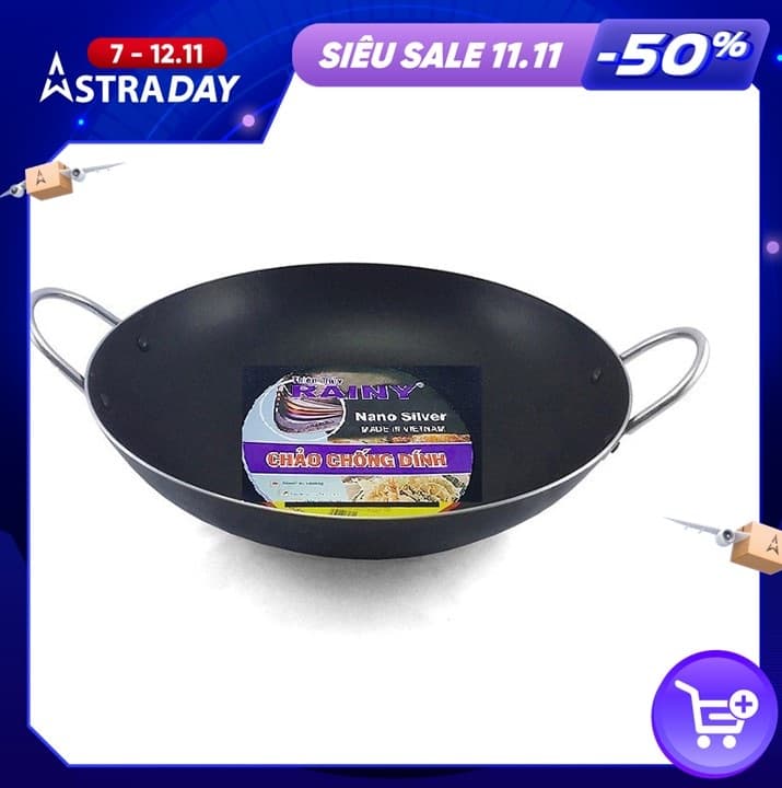 Chảo chống dính 2 quai hợp kim nhôm lòng sâu Rainy 30 cm