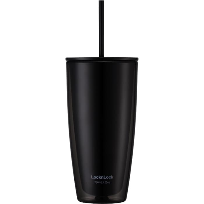 Ly nhựa 2 lớp LocknLock kèm ống hút HAP507 750ml Màu đen
