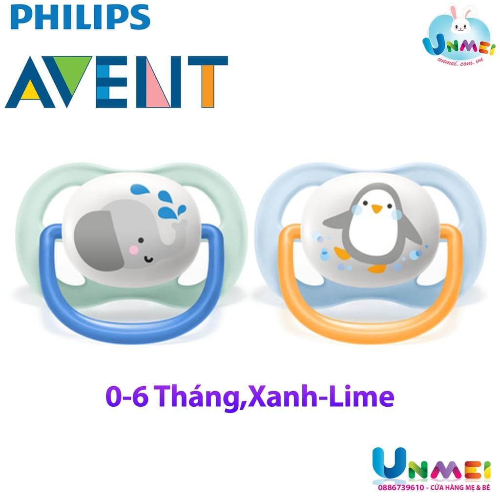 Philips Avent Núm Ty Ngậm Thông Khí Siêu Mềm dành cho Bé 0 6 và 6 18 Tháng Hộp ĐơnHộp Đôi Xanh 0 6m Lime