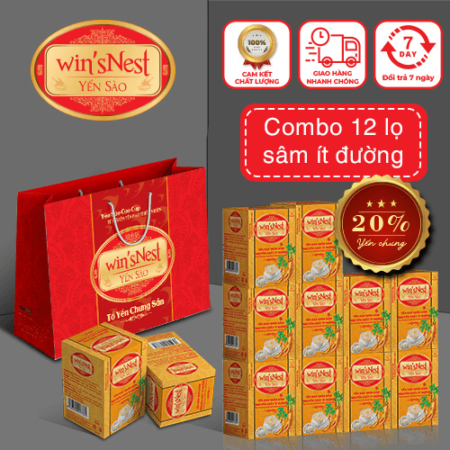 Combo 12 lọ Yến sào winsNest Tổ yến chưng sẵn 20 nhân sâm ít đường 70mllọ