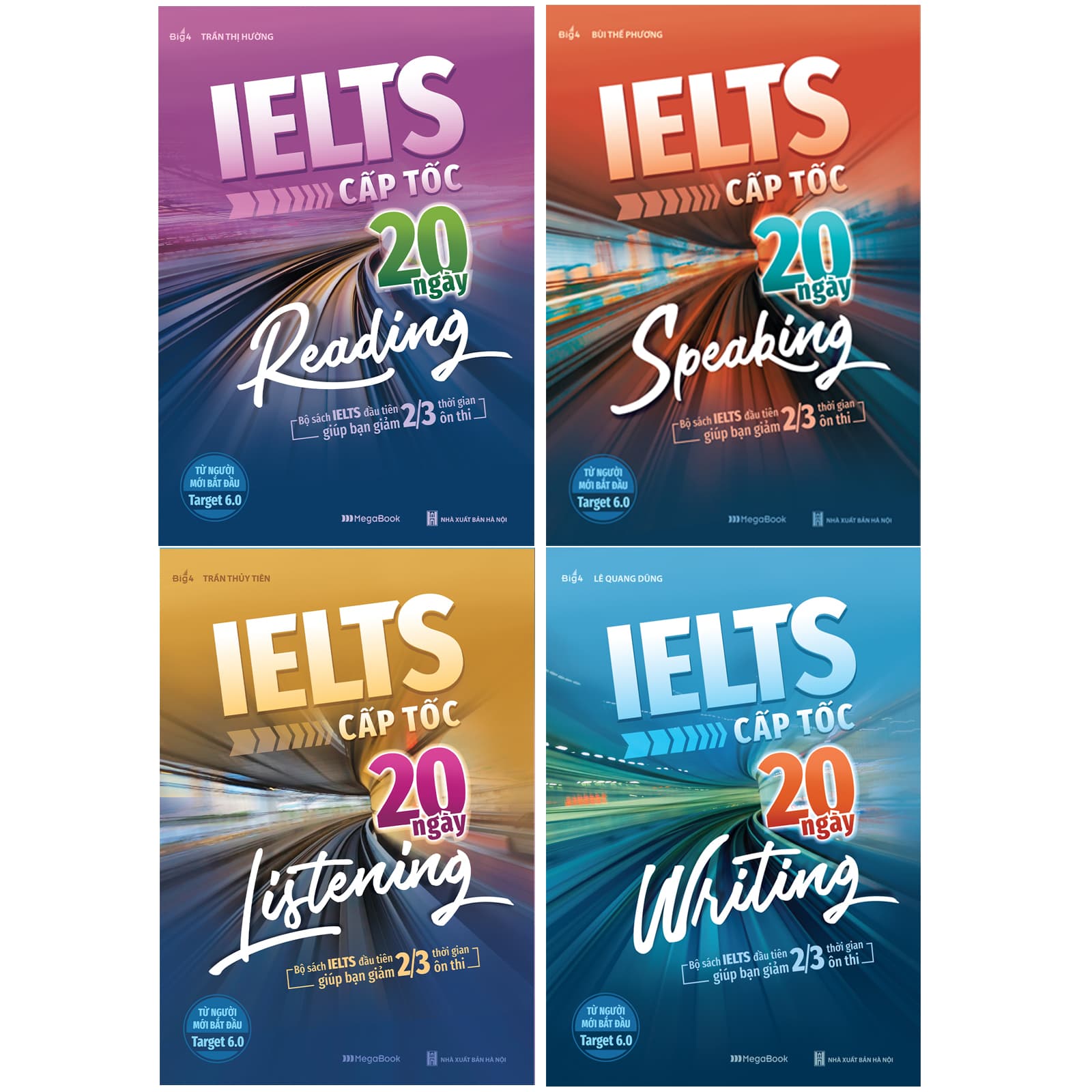 Combo 4 Cuốn Ielts Cấp Tốc 20 Ngày Listening Speaking Reading Writing