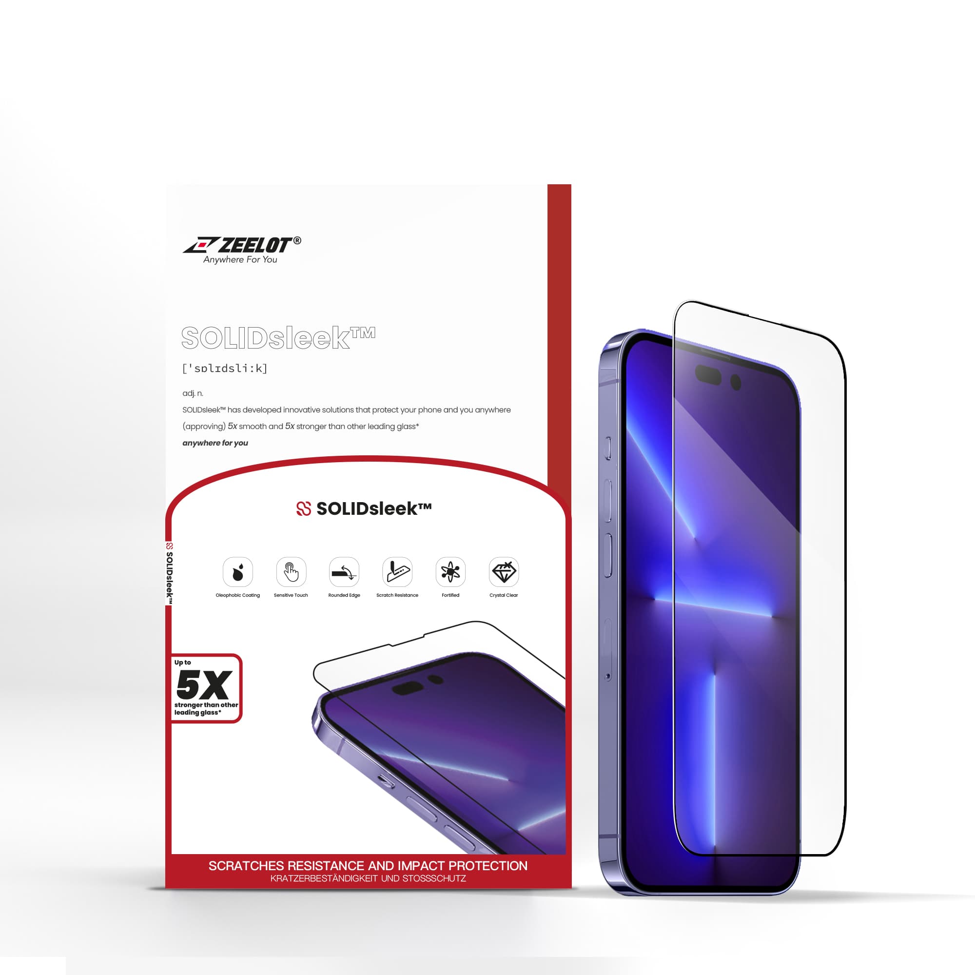 Miếng Dán Cường Lực ZEELOT SOLIDSLEEK Retina Clear cho iPhone 14 Pro Max 14 Pro 14 Plus 14 iPhone 14 Pro