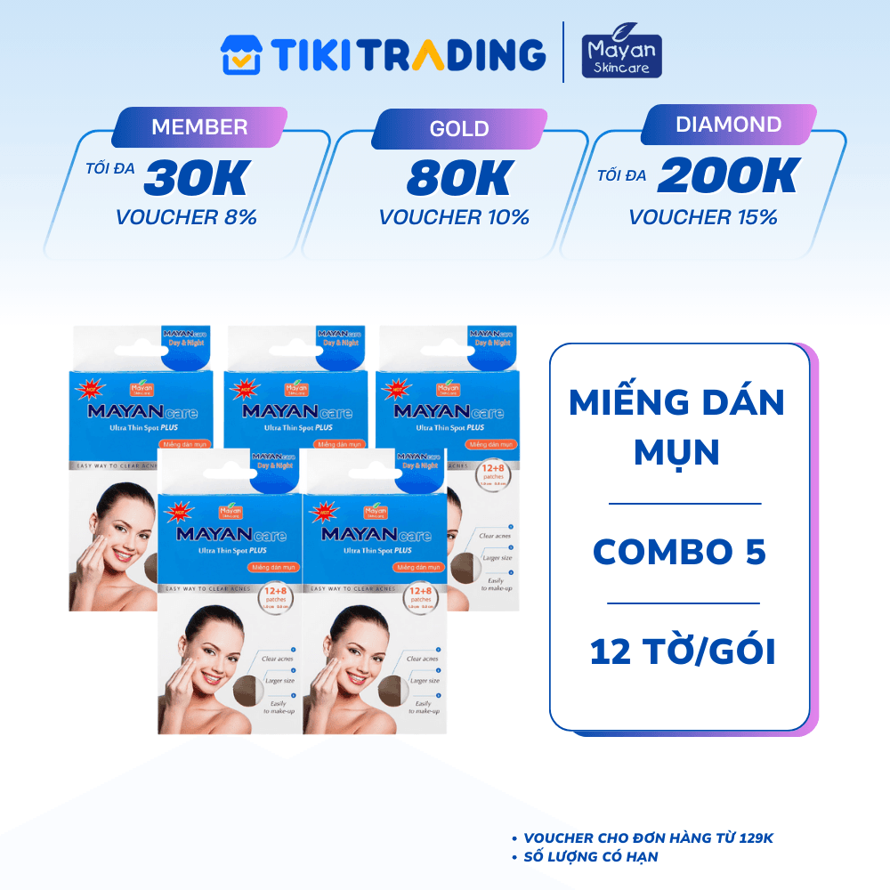 Combo 5 Miếng Dán hỗ trợ điều trị Mụn Mayancare 12 Miếng 1.0cm