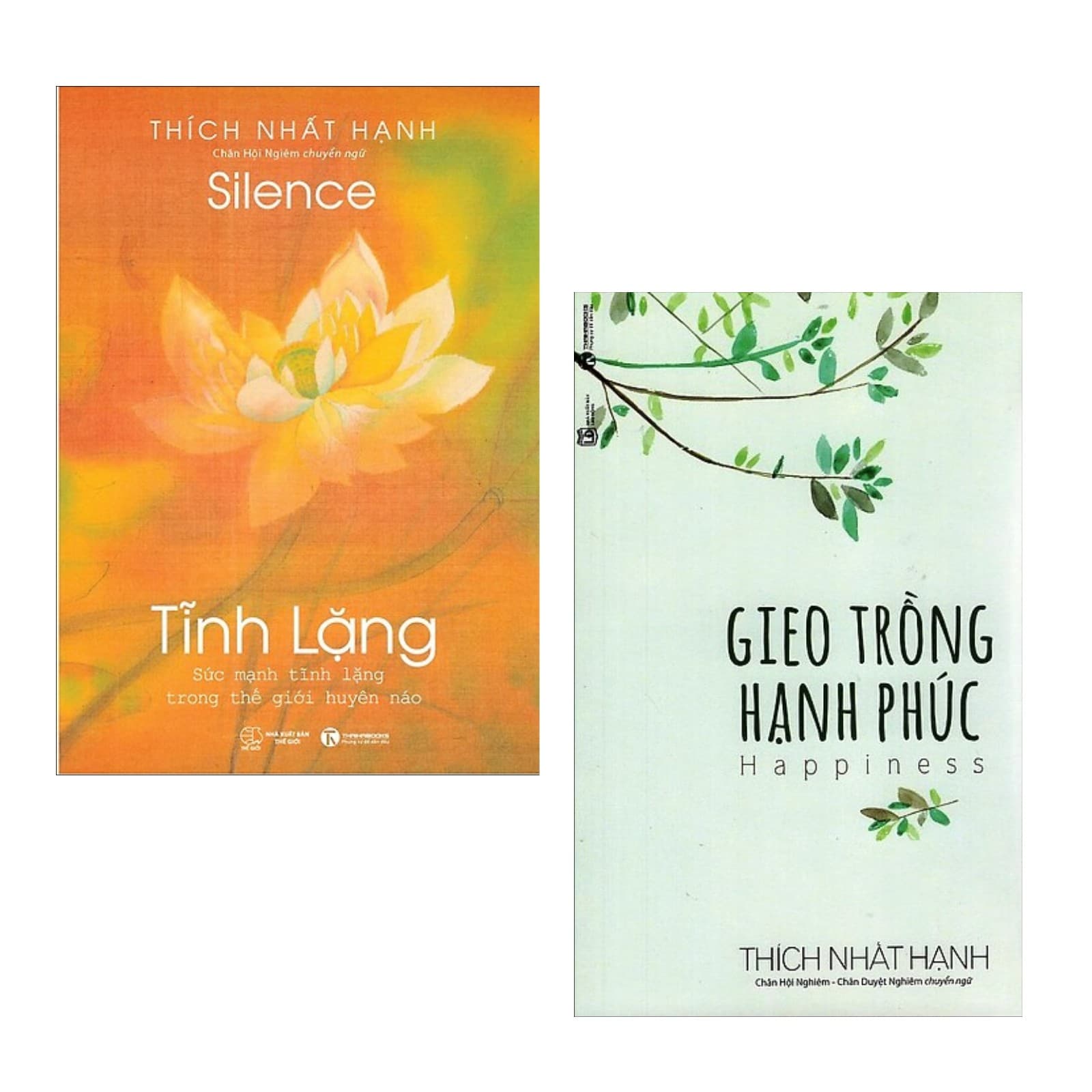 Combo 2 cuốn sách về nghệ thuật sống tâm đắc nhất Tĩnh Lặng Gieo Trồng Hạnh Phúc Tái Bản Tặng kèm Bookmark thiết kế AHA