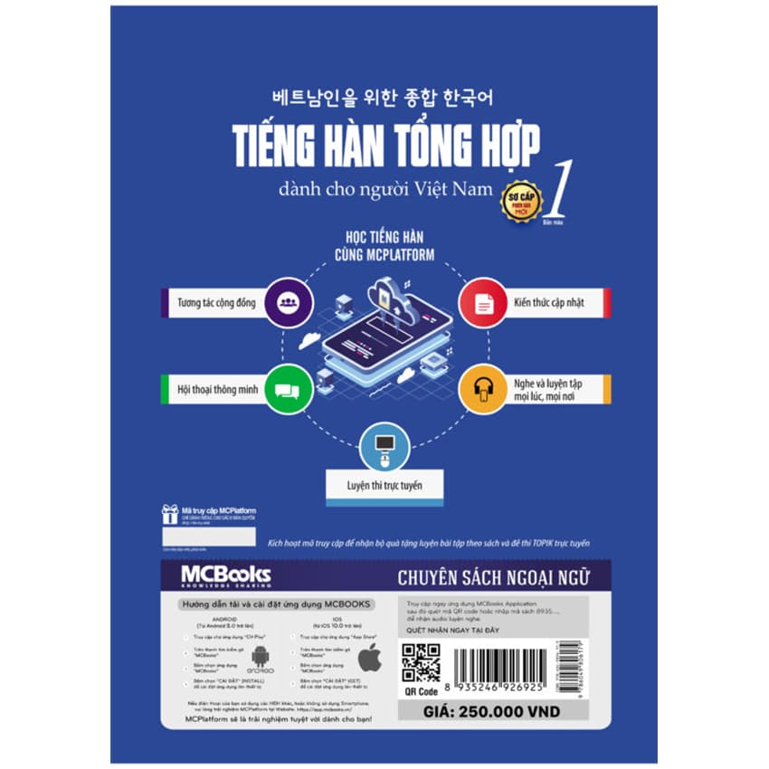 Sách Giáo Trình Tiếng Hàn tổng hợp dành cho người Việt Nam sơ cấp 1 Bản Màu Học Kèm App Online