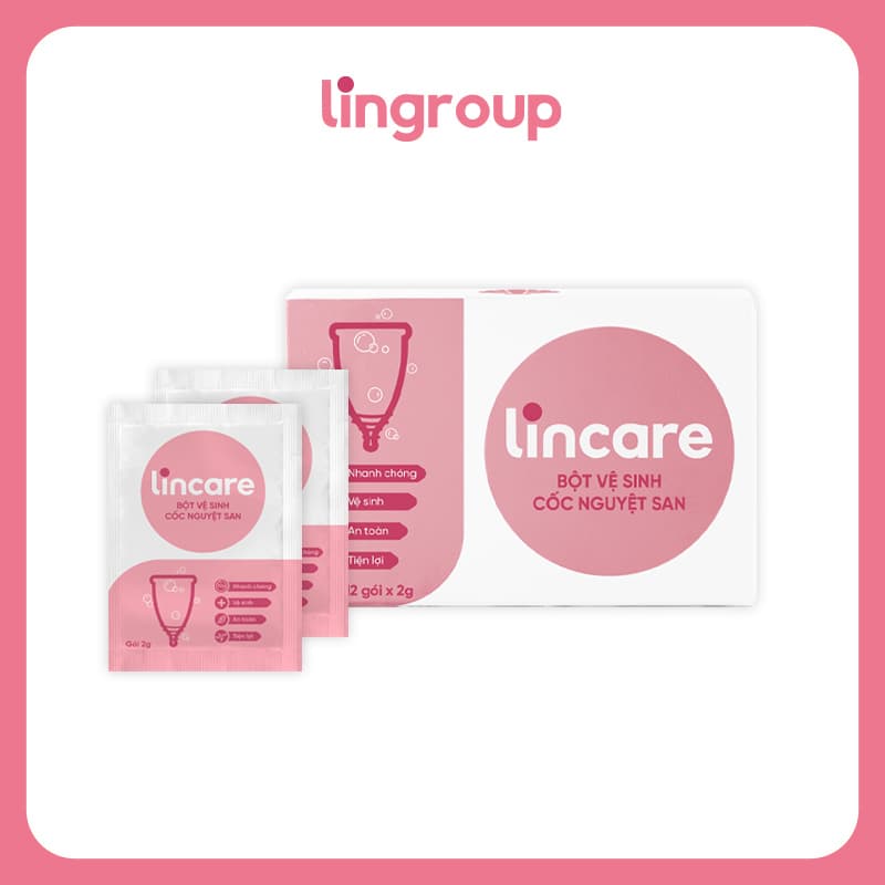 Bột tiệt trùng cốc nguyệt san Lincare đánh bay 99 9 vi khuẩn tẩy ố và khử khuẩn siêu tốc Hộp 12 gói x 2g