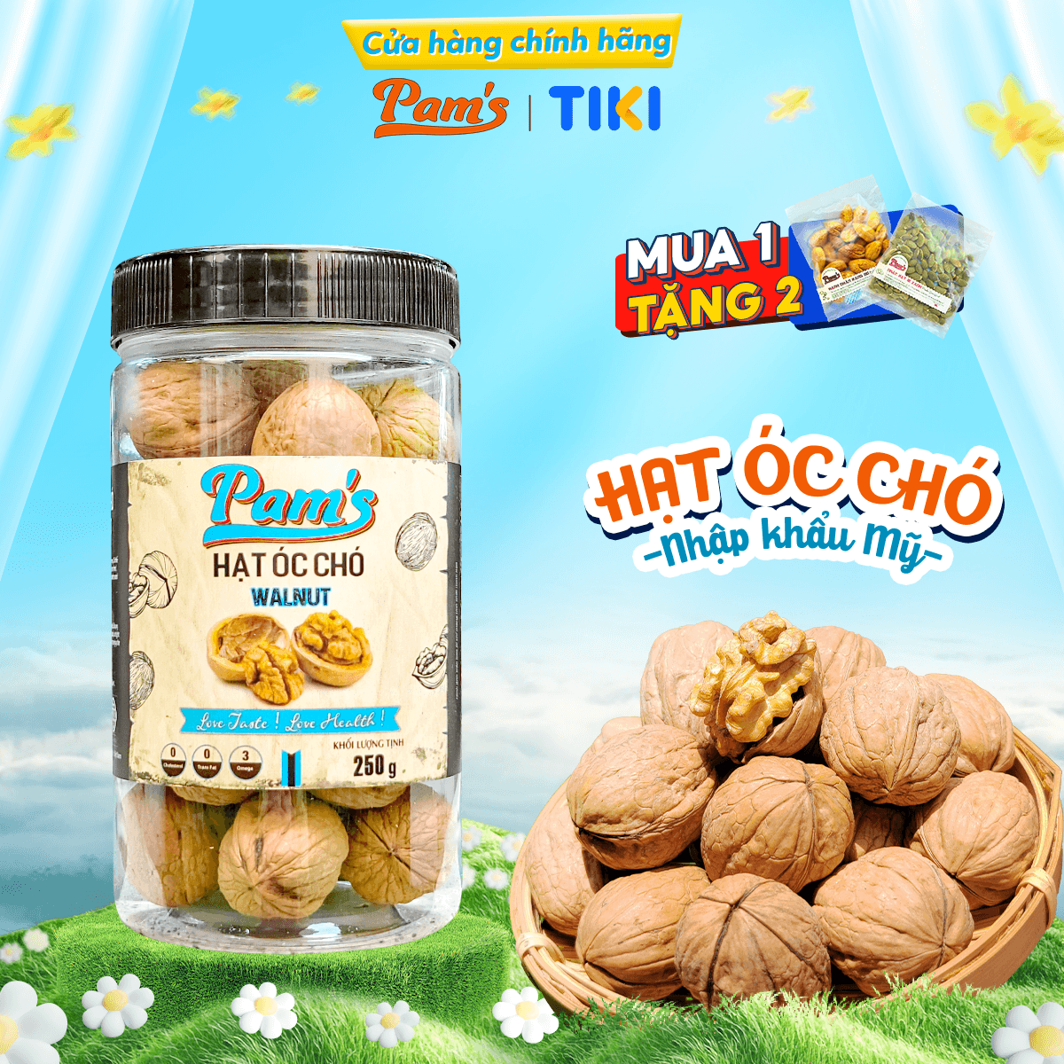 Hạt Óc Chó Chandler Nhập Khẩu Mỹ Pams Hạt Óc Chó Cao Cấp Dễ Tách Dinh Dưỡng Mẹ Bầu Chất Lượng Cao Giòn Béo ThơmNgon 250g