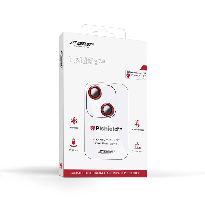 Dán Cường Lực Bảo Vệ Camera dành cho iPhone 1313 Mini ZEELOT PIshield Titanium Alloy Viền Màu Hàng Nhập Khẩu Passion Red