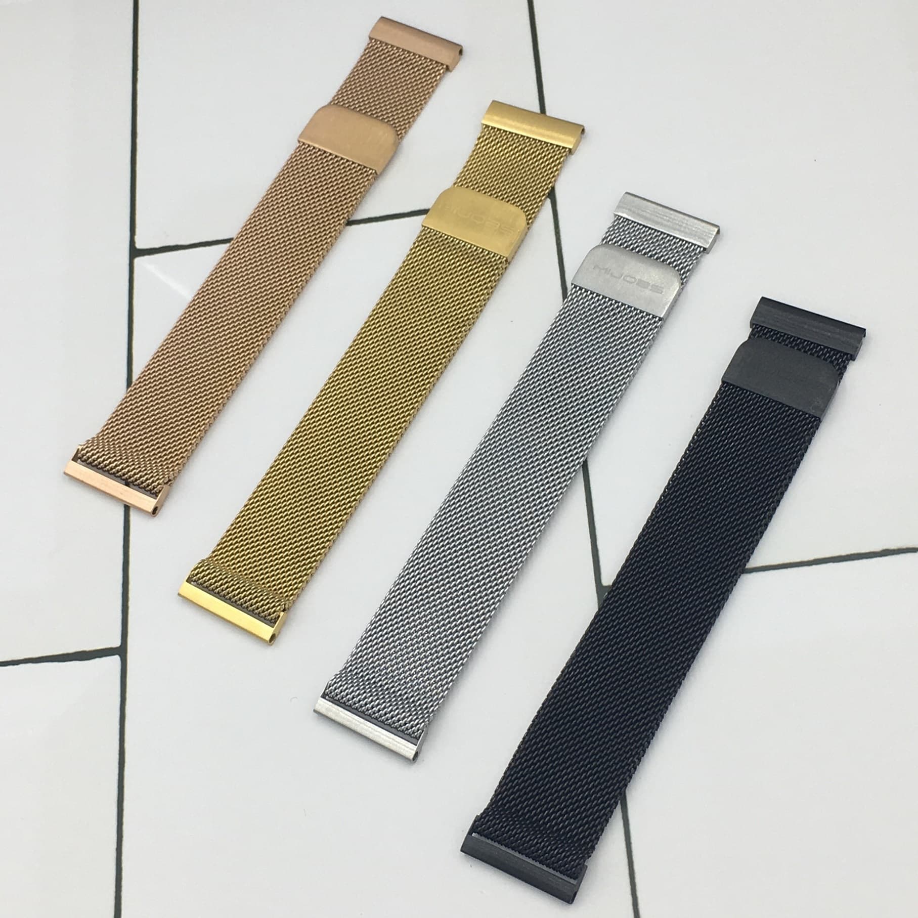 Dây Đồng Hồ NIBOSI Lưới Hít Khóa Nam Châm Đen 22mm