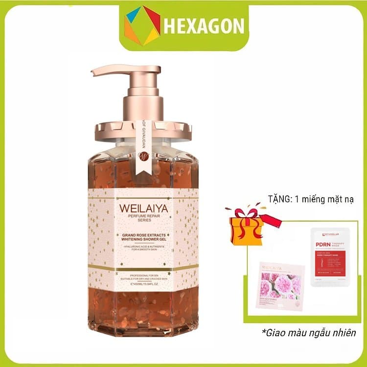 Sữa tắm trắng da cánh hoa hồng Damask Weilaiya Grand Rose Extracts Whitening Shower Gel 450ml