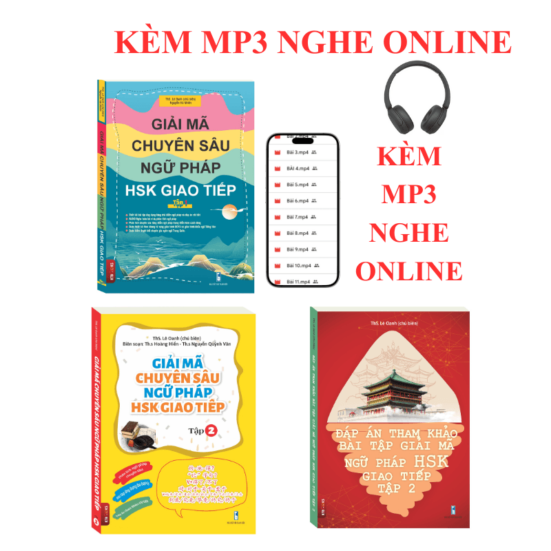 Sách Combo Giải mã chuyên sâu ngữ pháp HSK giao tiếp tập 1 tâp 2 Đap an giải mã chuyên sâu ngữ pháp HSK giao tiếp tâp 2 DVD tai liêu