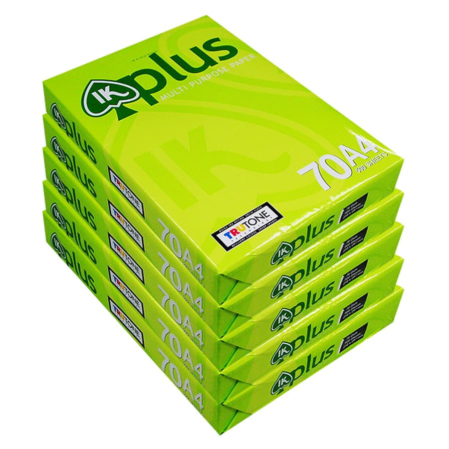 Thùng 5 Ream Giấy In Photo A4 IK Plus DL 70gsm