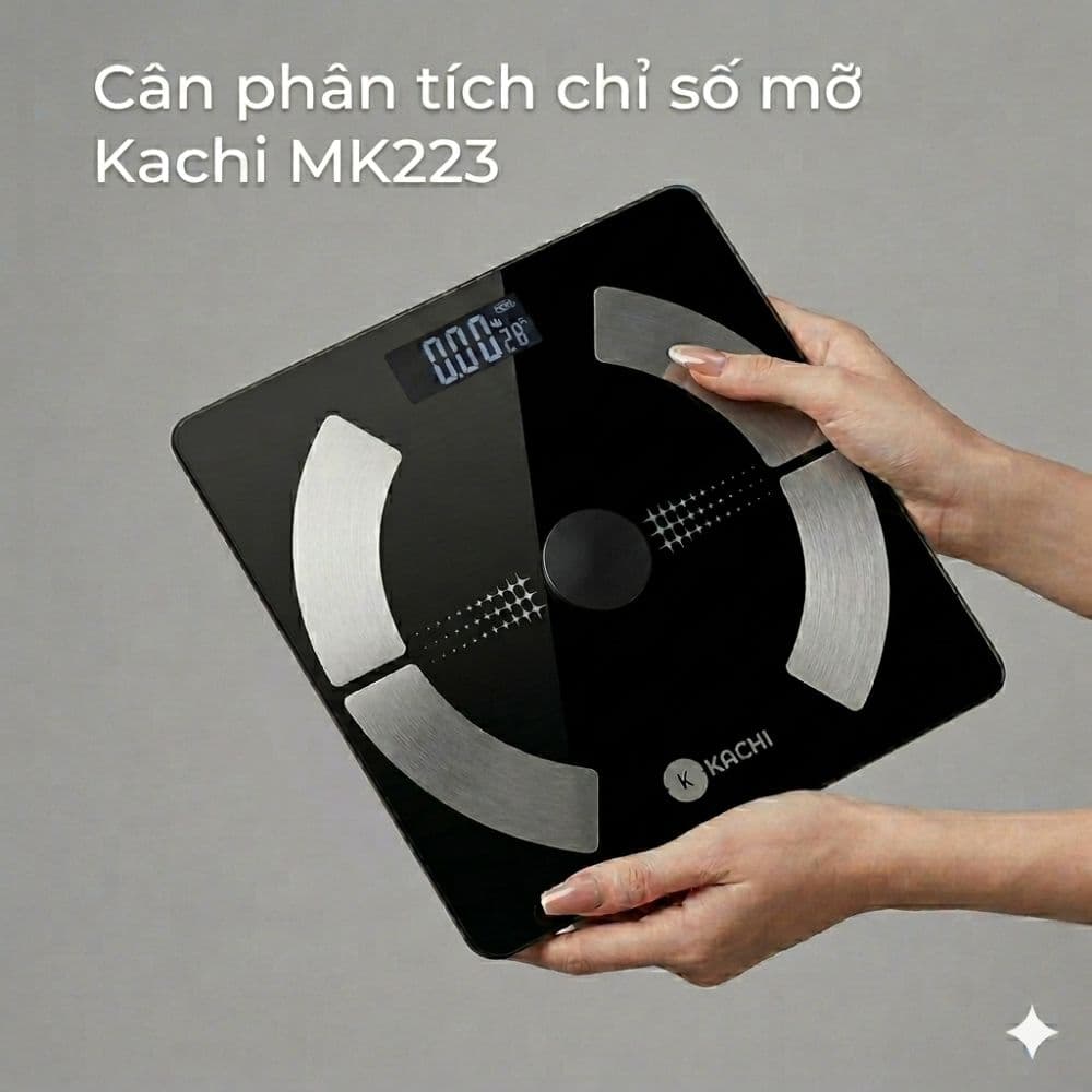 Cân điện tử bluetooth phân tích chỉ số cơ thể Kachi MK223 Màu đen