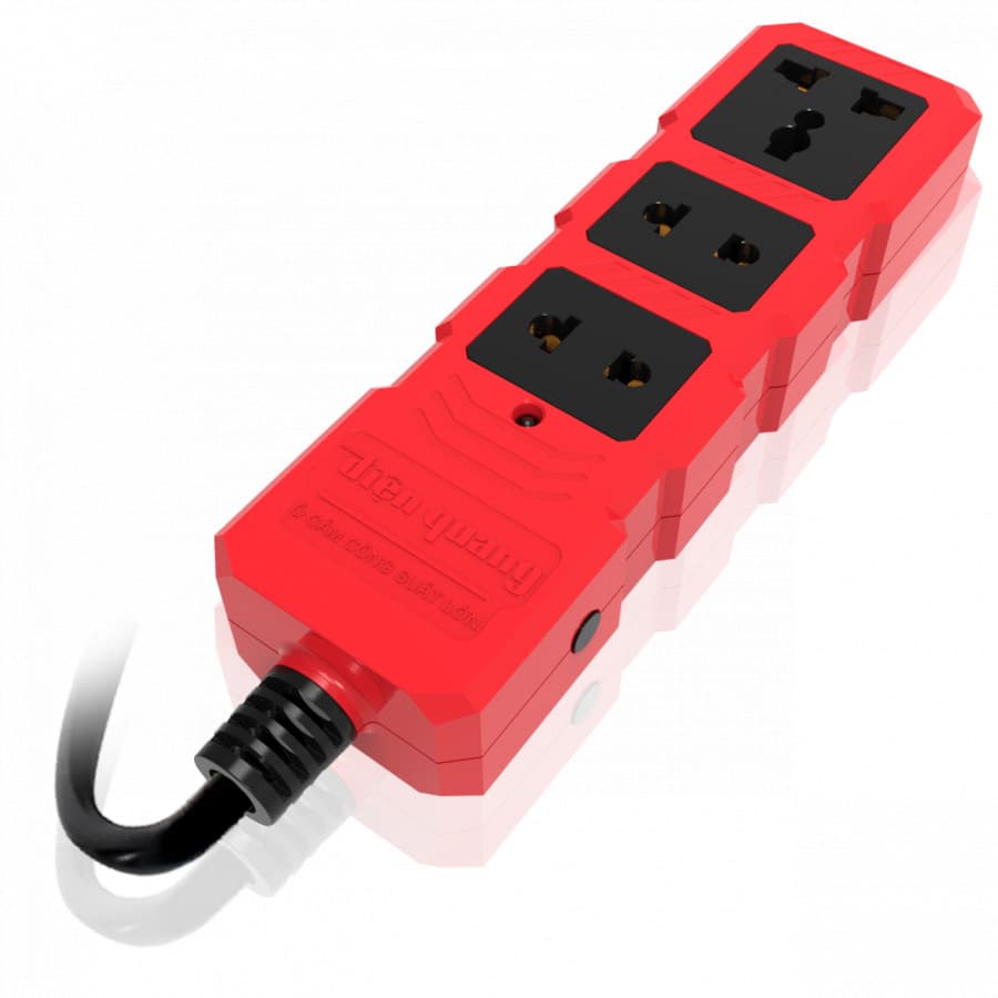 Ổ cắm Công suất lớn Điện Quang ĐQ ESKHP 3RB 2M 3 lỗ màu đỏ đen dây dài 2m