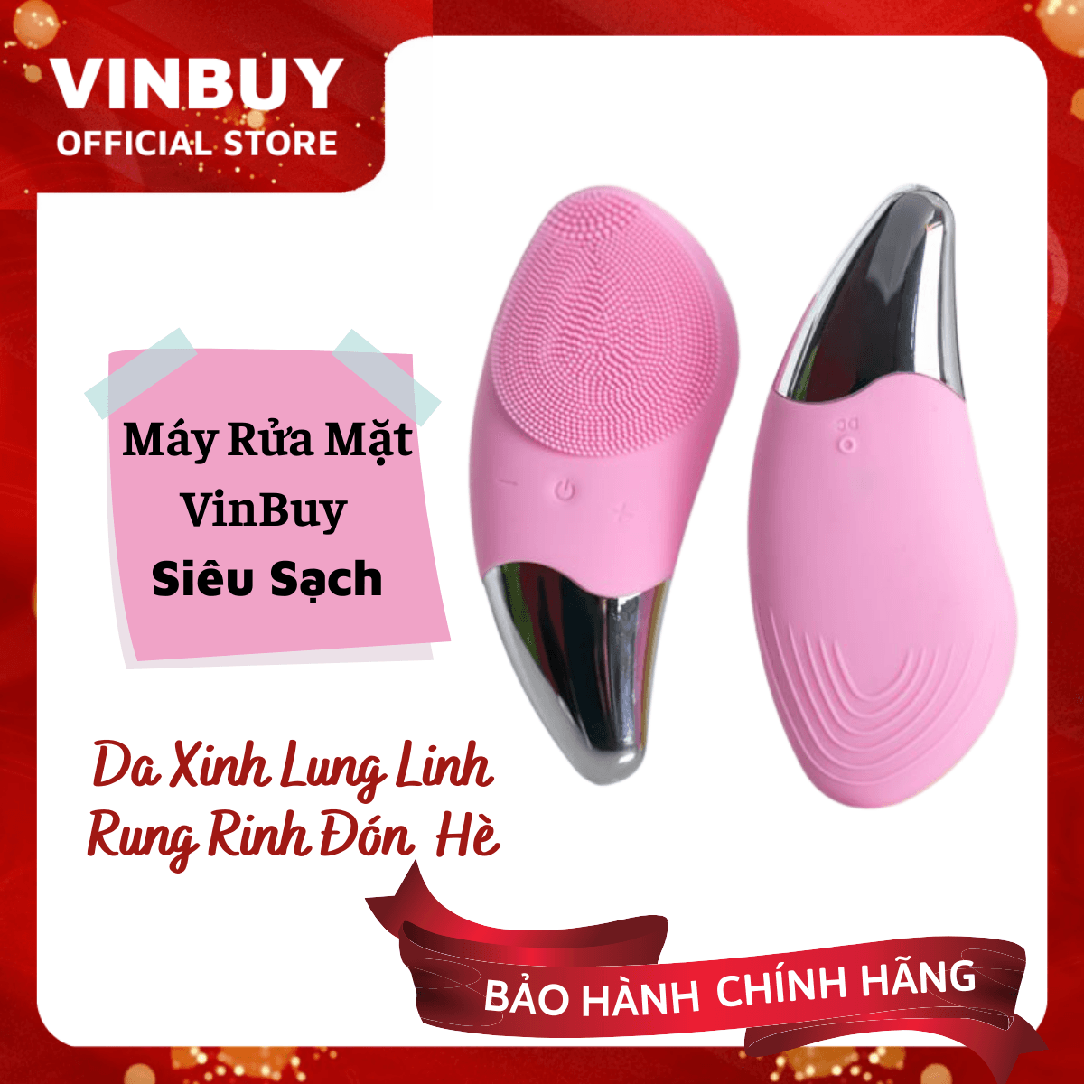 Máy Rửa Mặt Mini Massage Tích Hợp Sóng Âm Giúp Làm Sạch Sâu Da Nâng Cơ Mặt Sáng Da Trẻ Hóa Làn Da Máy Rửa Mặt VinBuy MÀU HỒNG