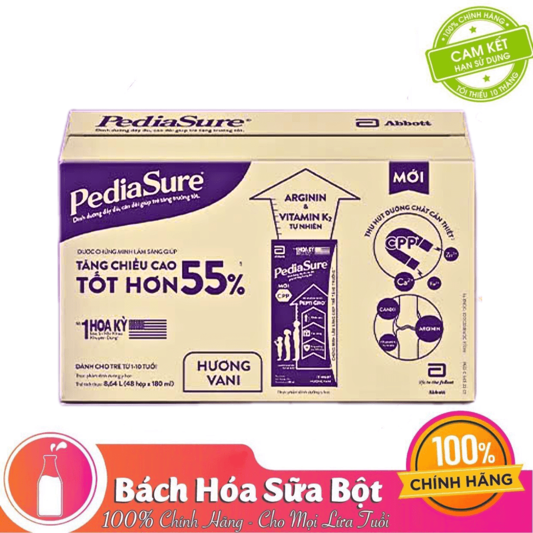 Thùng 48 Hộp Sữa Nước Abbott Pediasure Vani 180ml cho trẻ từ 1 10 tuổi