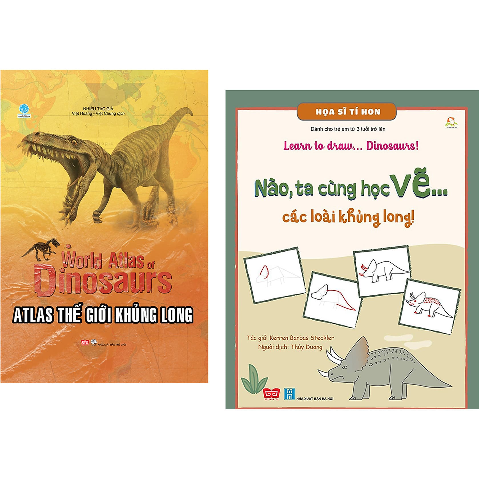 Combo Atlas Thế Giới Khủng Long Họa Sĩ Tí Hon Learn To Draw... Dinosaurs Nào Ta Cùng Học Vẽ Các Loài Khủng Long